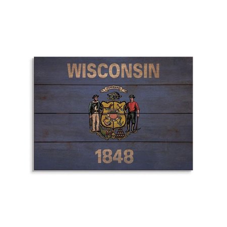 WILE E. WOOD 20 x 14 in. Wisconsin State Flag Wood Art FLWI-2014